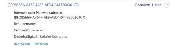 Windows Credential Manager entry