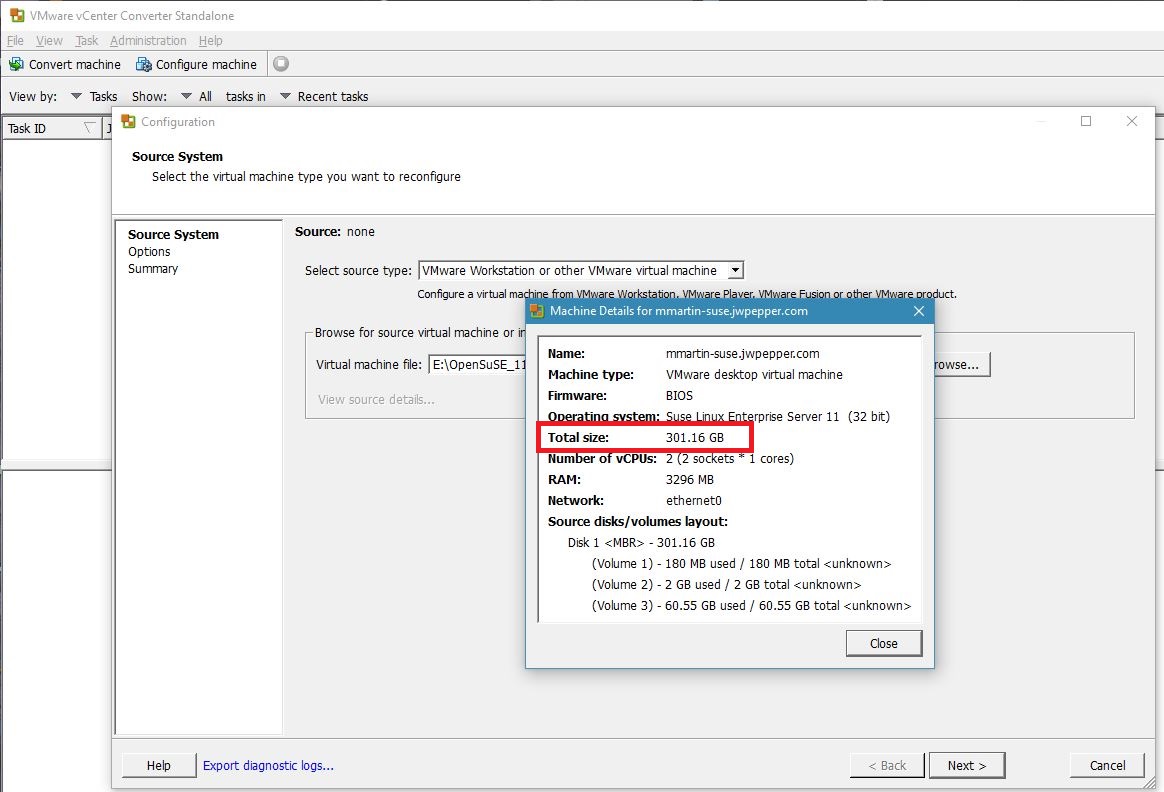 Shrinking Linux VM Created by Converter P2V ESXi