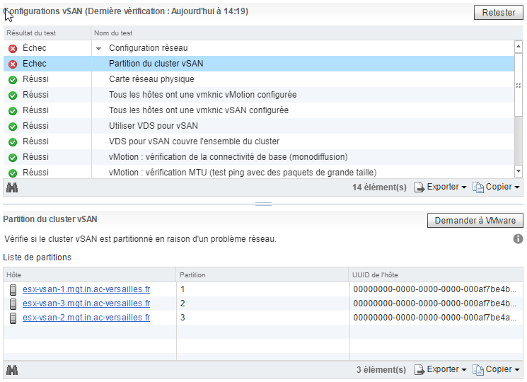 VSAN Cluster partition problem vSAN1