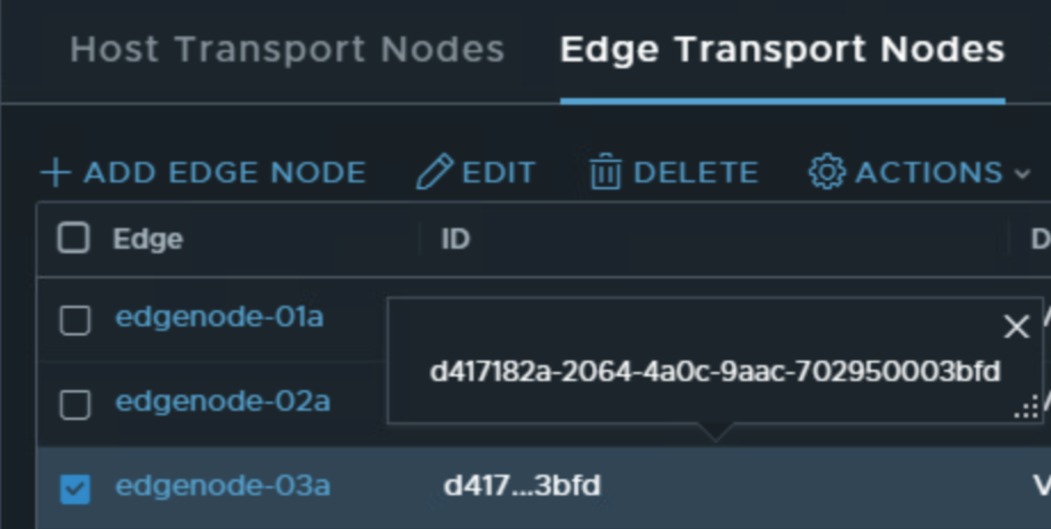 How to find the ttransport node id | VMware NSX