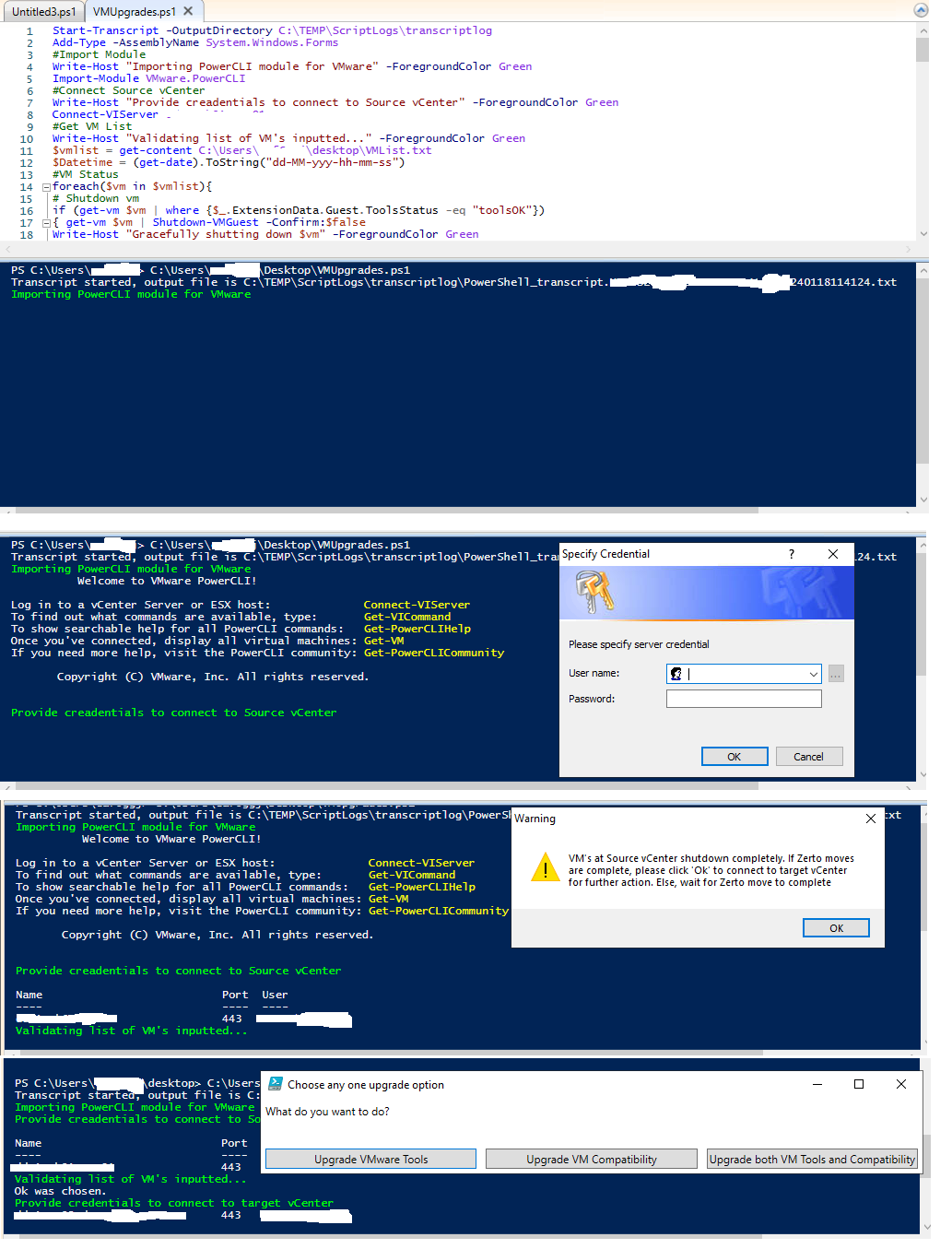 Interactive options based execution
