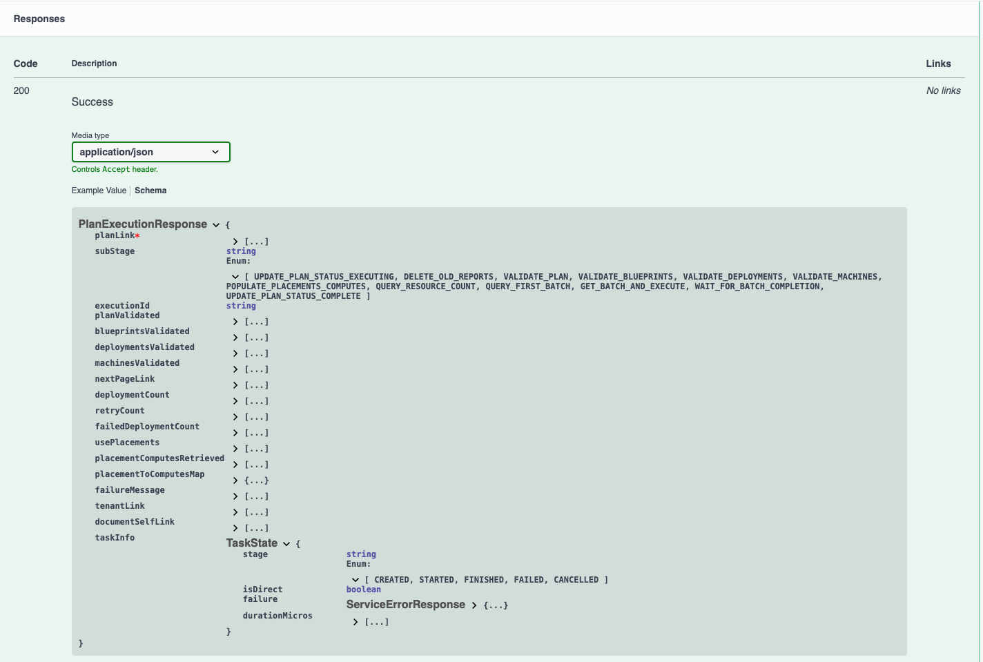 PlanExecutionResponse schema