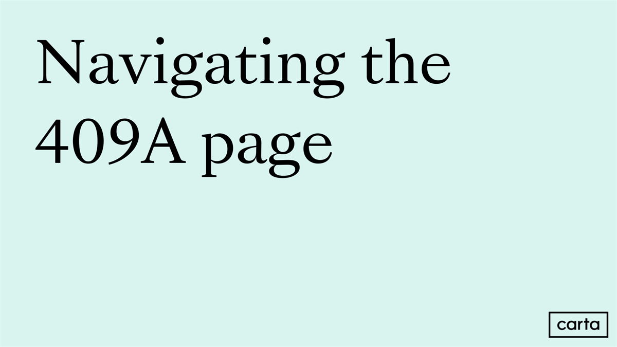 Navigating the 409A page