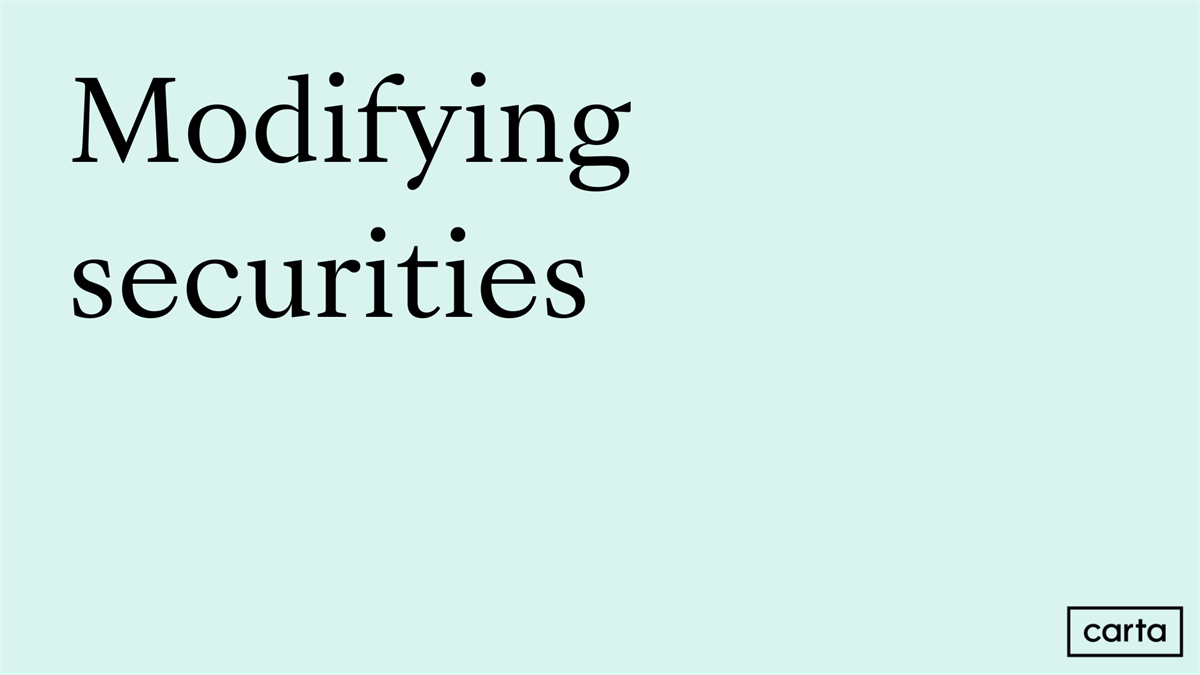 Modifying securities