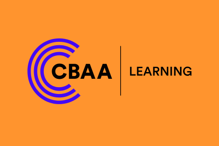 CBAA Learning logo on an orange background