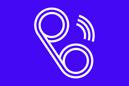 Phone icon made up of lines on a blue background