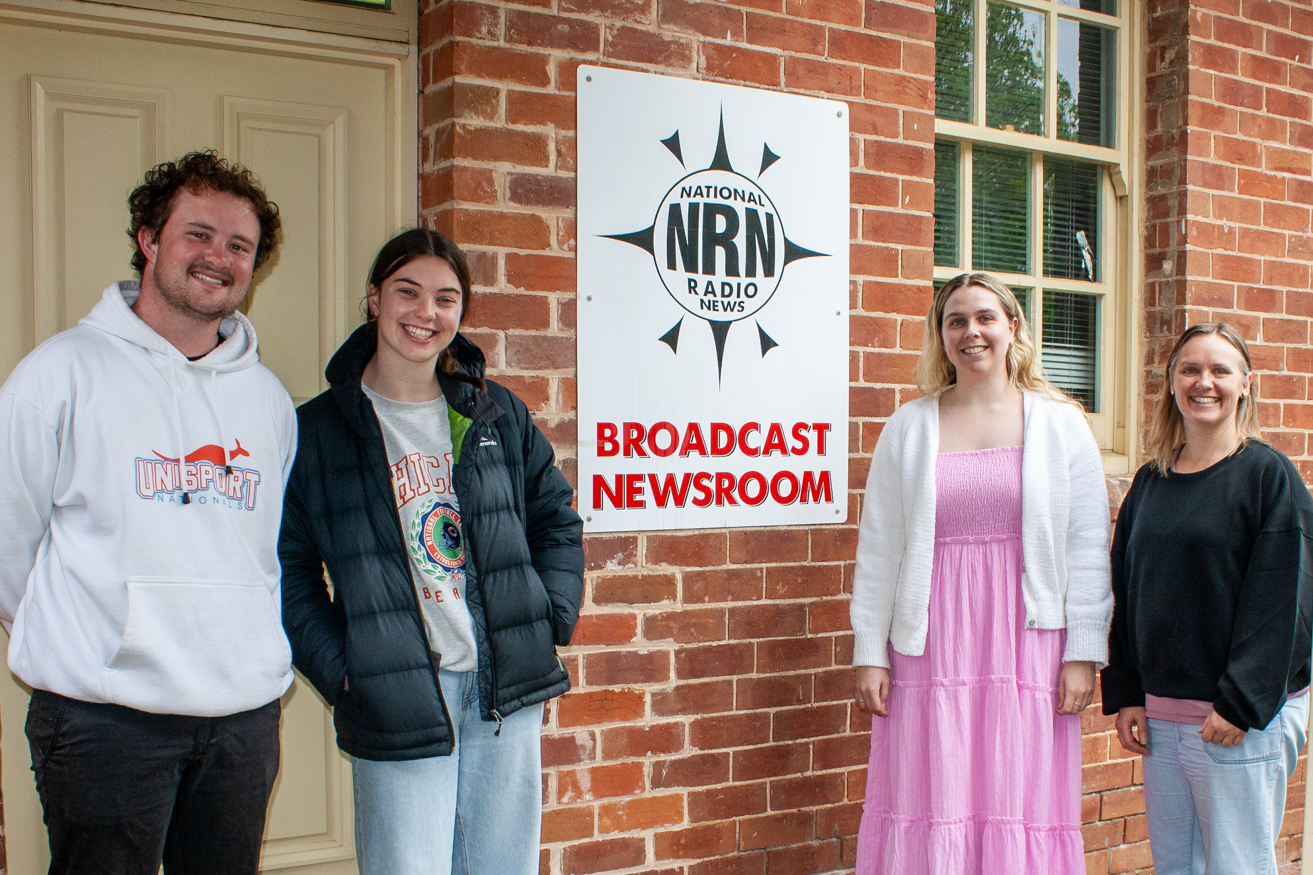 From left to right: National Radio News journalists Charlie Willis, Sophie Norris, Laura Devoy and Shannon Kirkwood