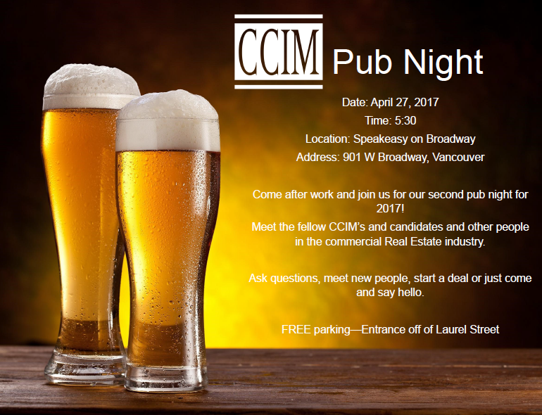 CCIM Western Canada Chapter Pub Night April 27th 2017