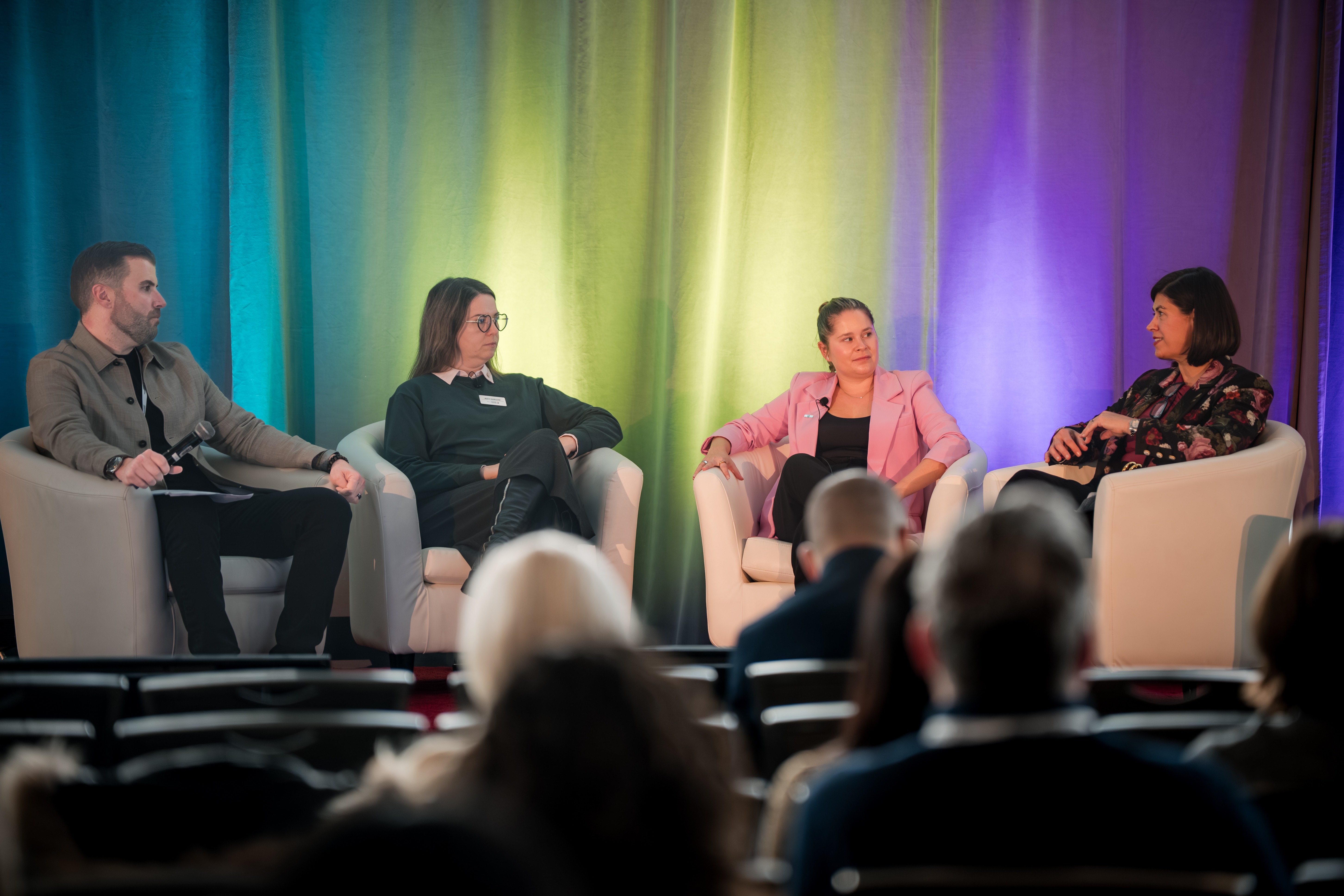 A panel discussion with Matt MacDonald (National Leader, F&B Processing, MNP), Alex Barlow (VP of Programs, CFIN), Kristina Farrell (CEO, Food and Beverage Canada), and Kim Furlong (CEO, Retail Council of Canada).