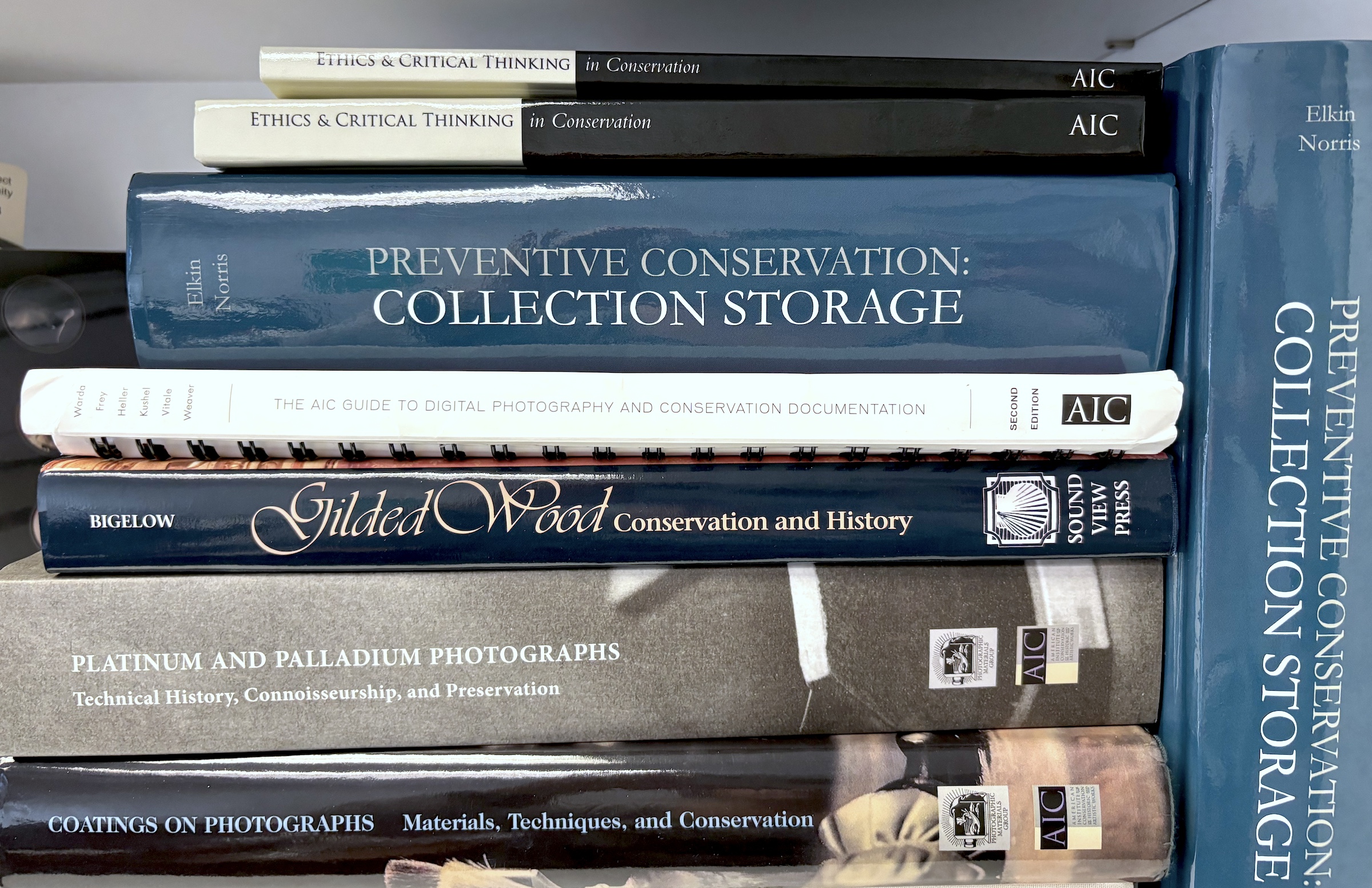 Photo of books in a stack.