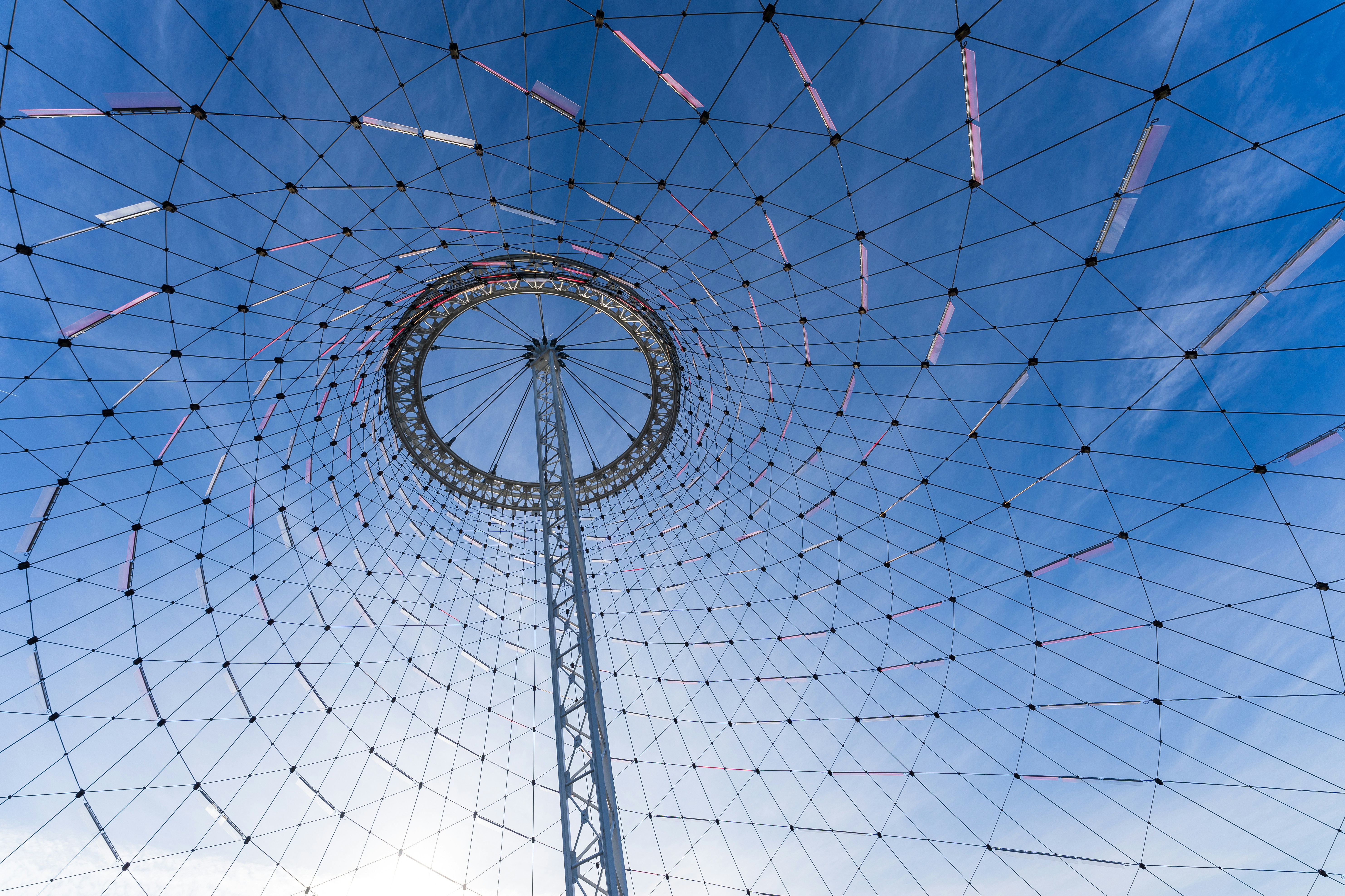 Sky with outdoor sculpture of metal pieces