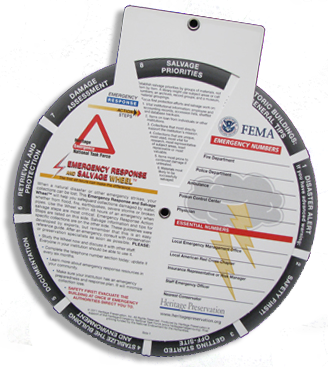 Image of paper wheel with black writing