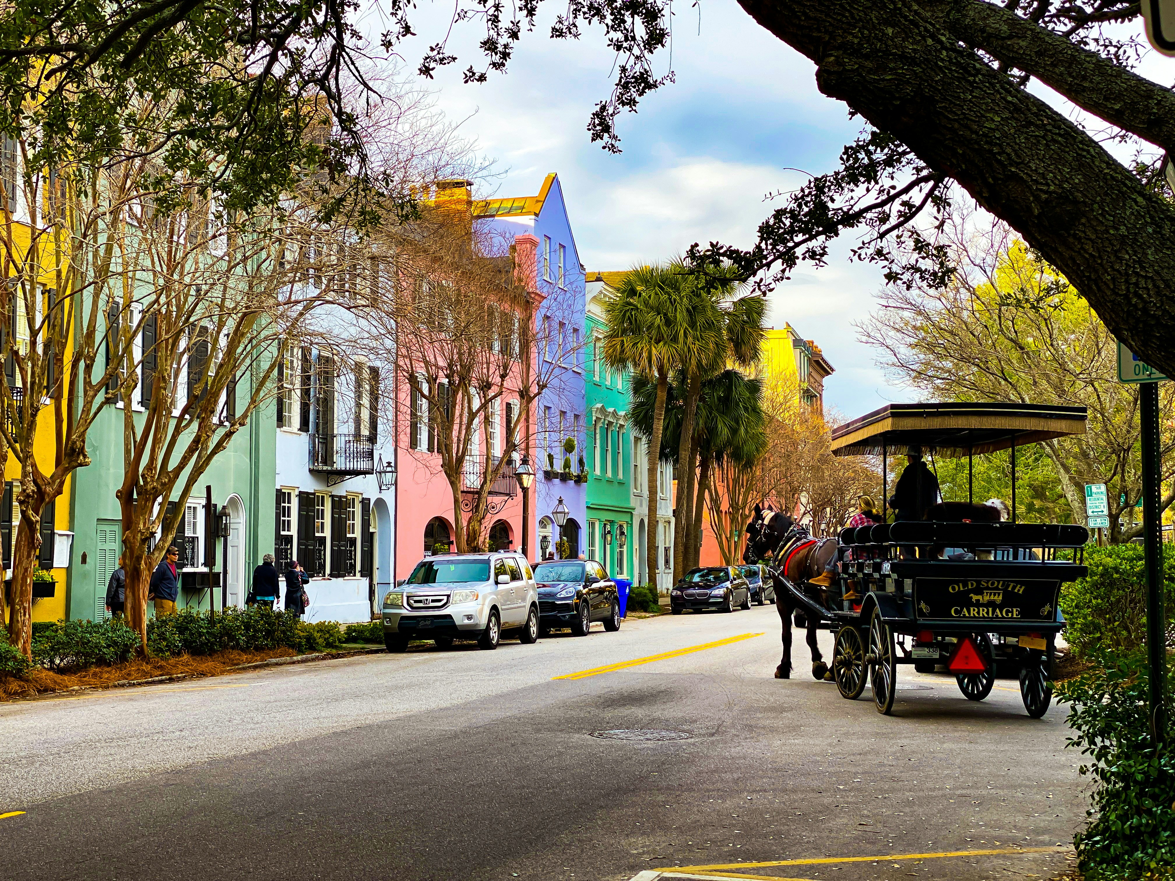 Row of houses of various colors