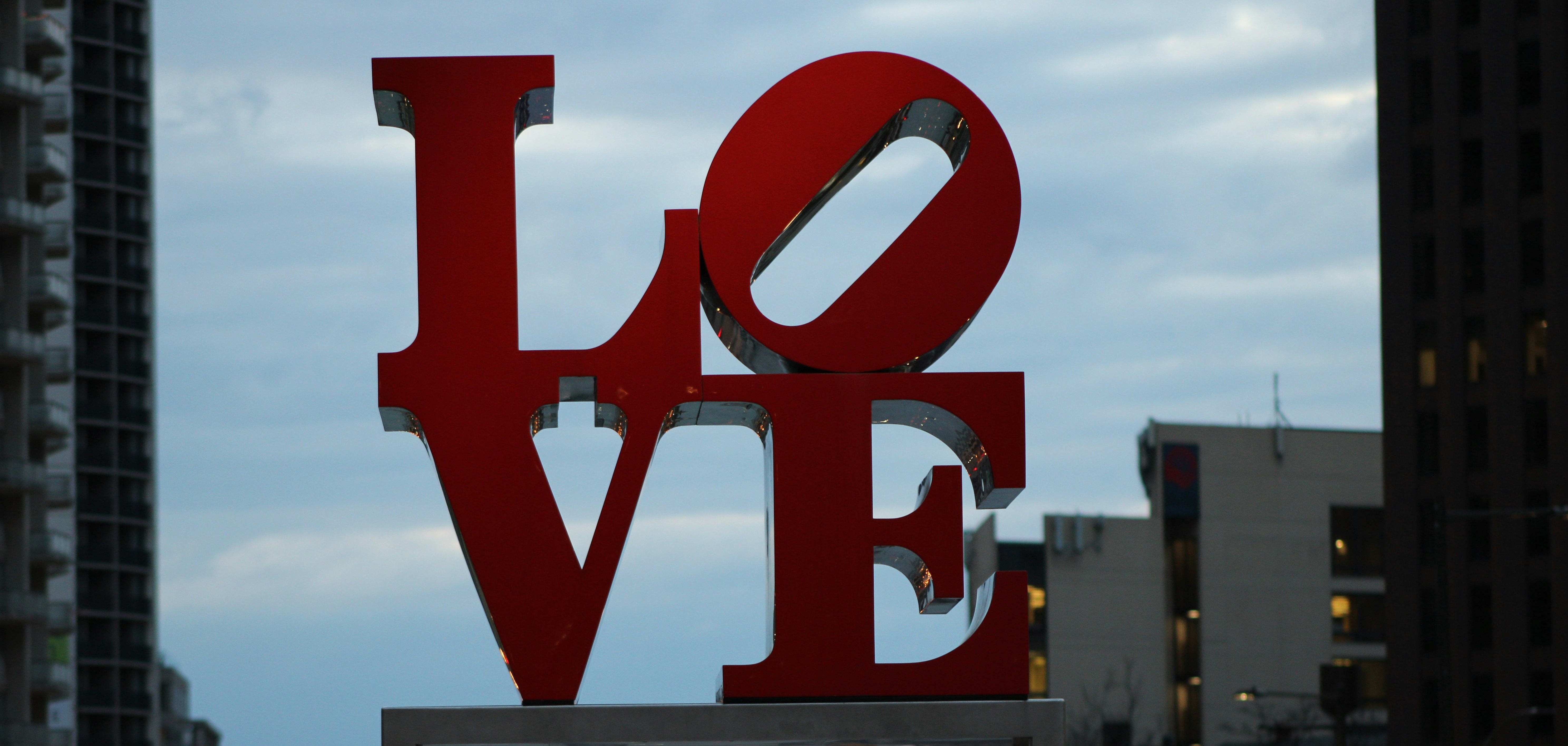 L.O.V.E. sculpture in red