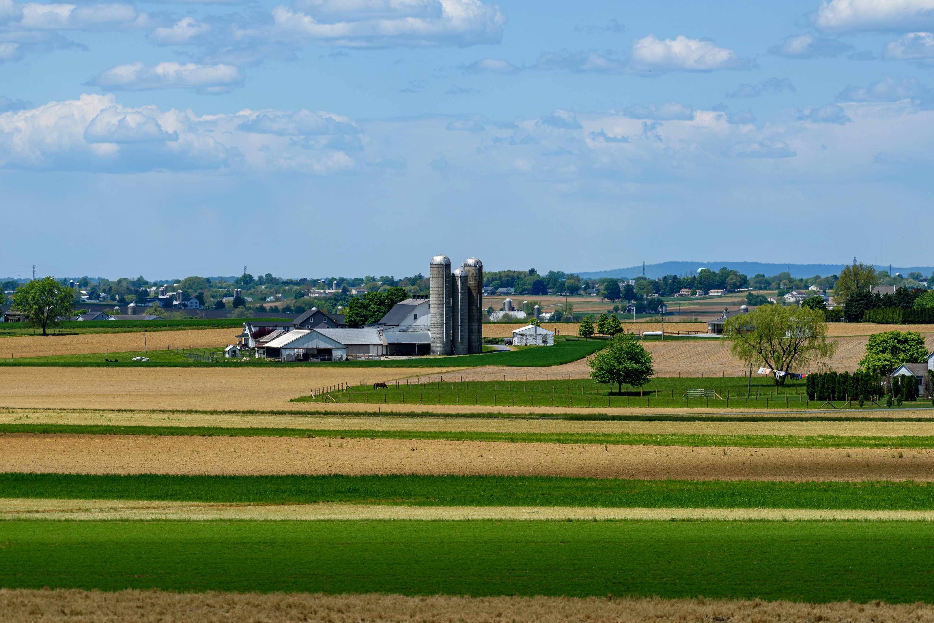 Farmland with silos