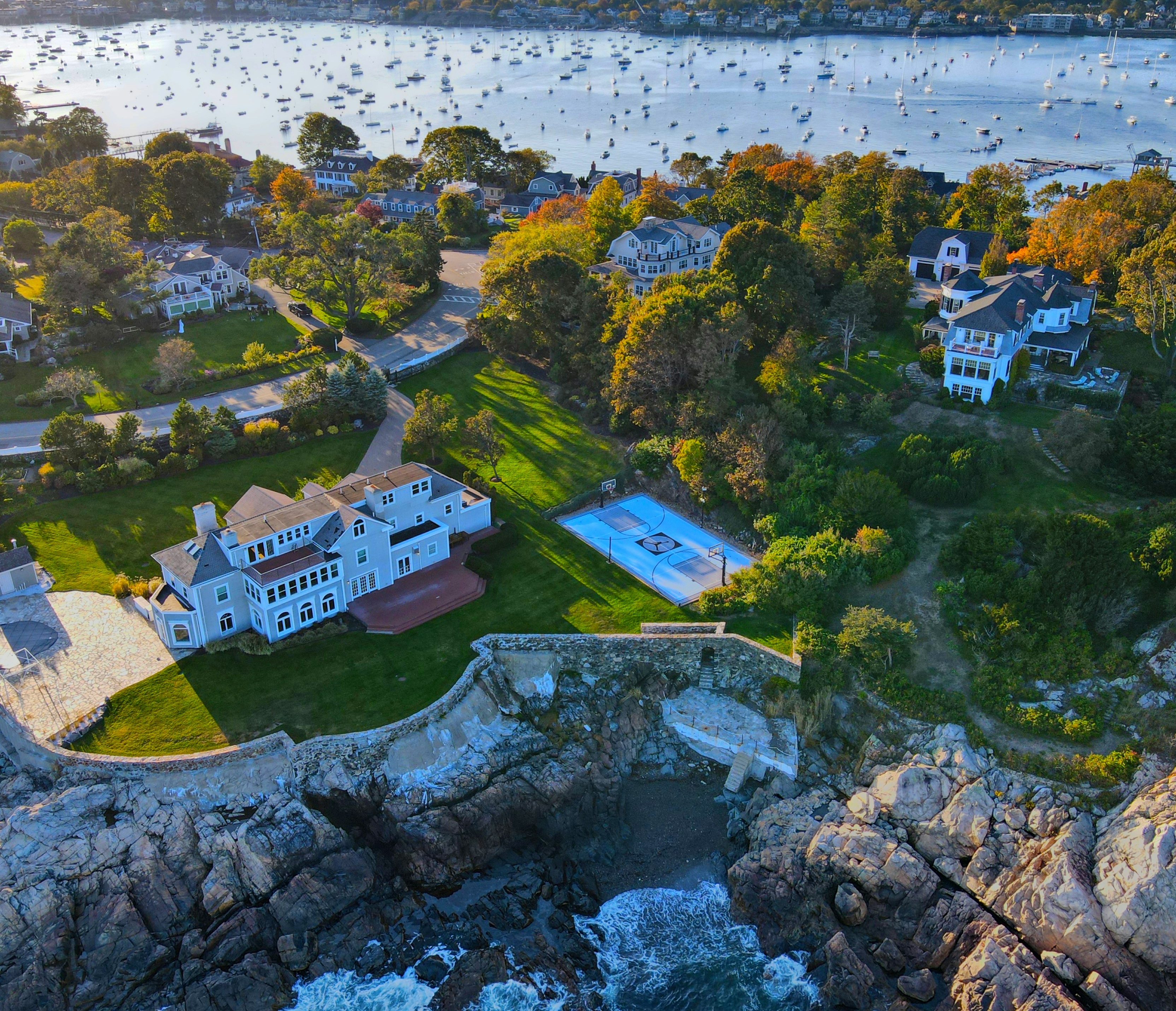 Houses along a coastline