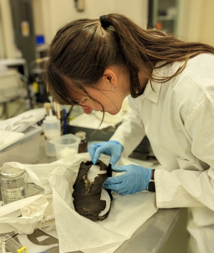 WLCC_In process image of reshaping brogan style leather shoe