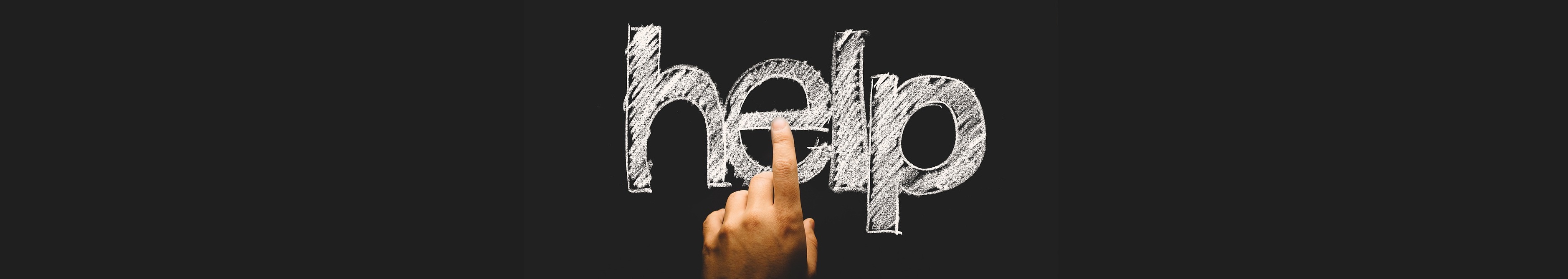 Image of chalkboard with word "help".