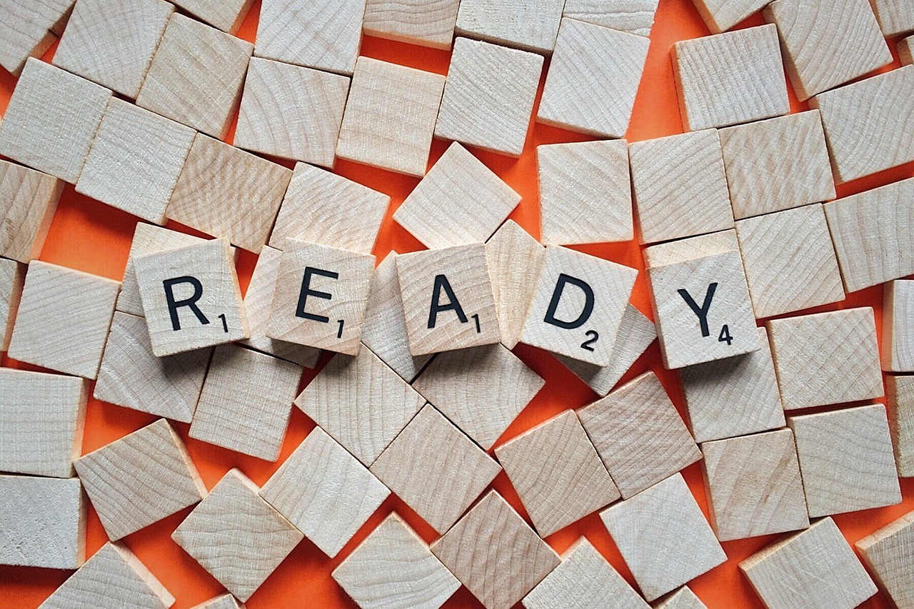 Image of letter tiles spelling "Ready".