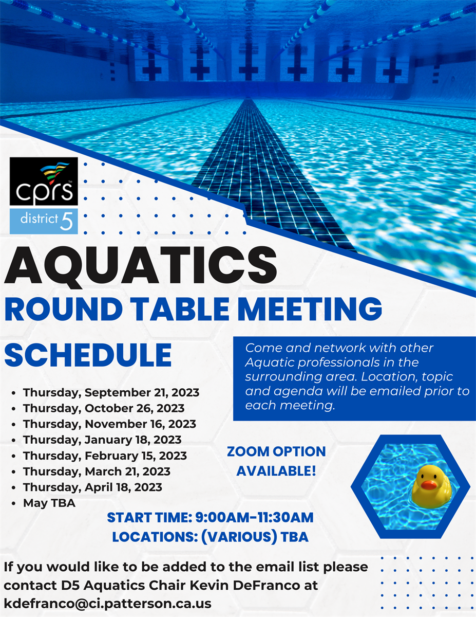 District 5 Aquatic Round Table Meeting Schedule | District 5