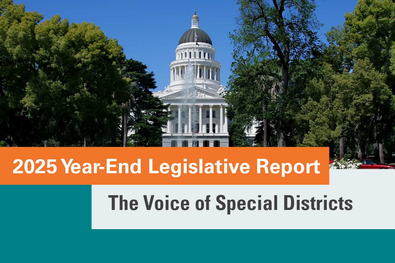 2025 Year End Legislative Report. Photo of the California State Capitol building in the background.