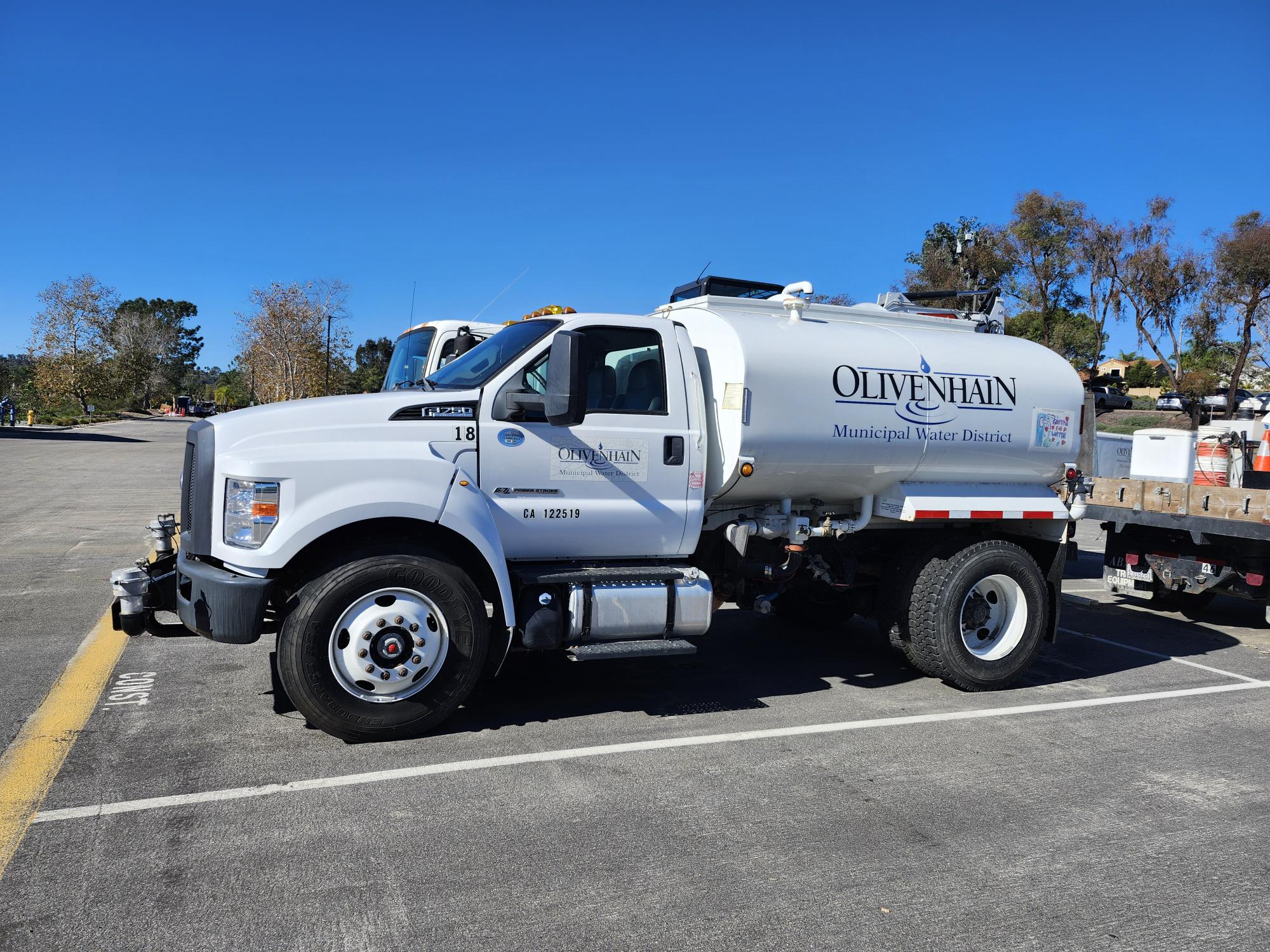 image of a Olivenhain Municipal Water District water tender truck.