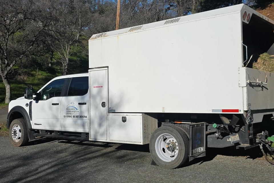 Image of a Tehama County Resource Conservation District chip truck.