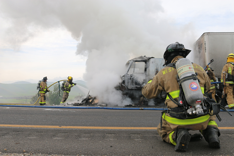 Fire crew responds to an accident