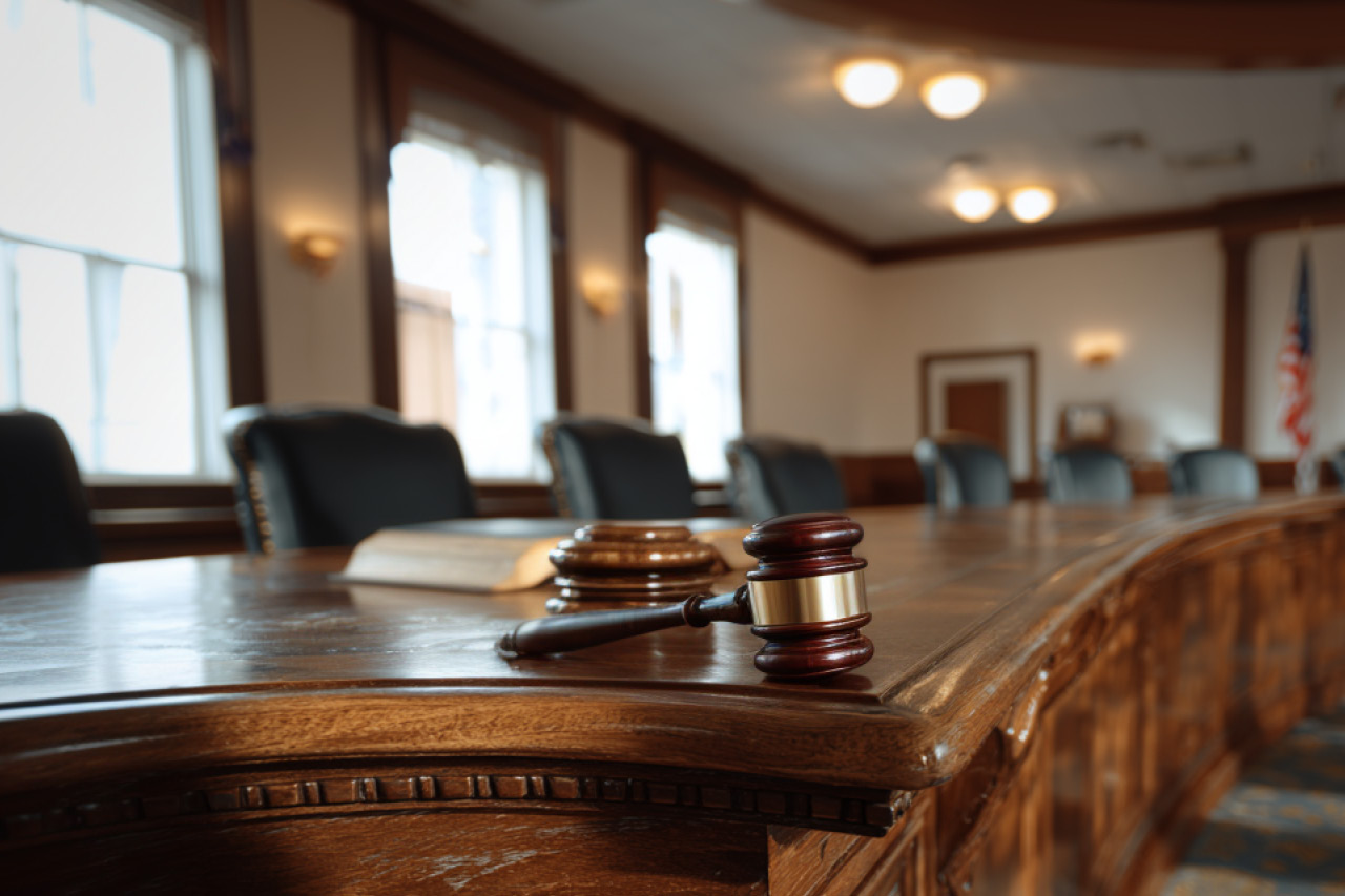 Close up image of a dias desk in a city council environment.