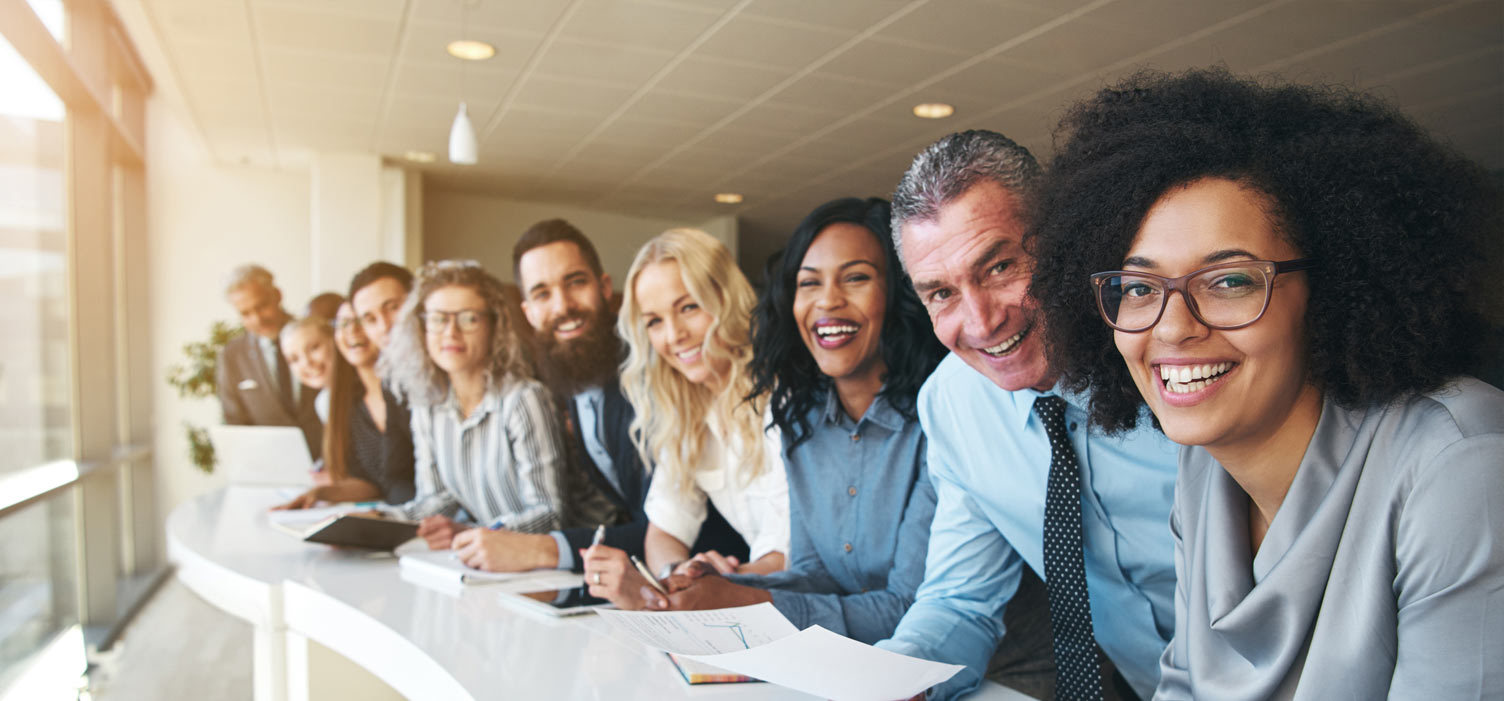 Diverse group of people smiling