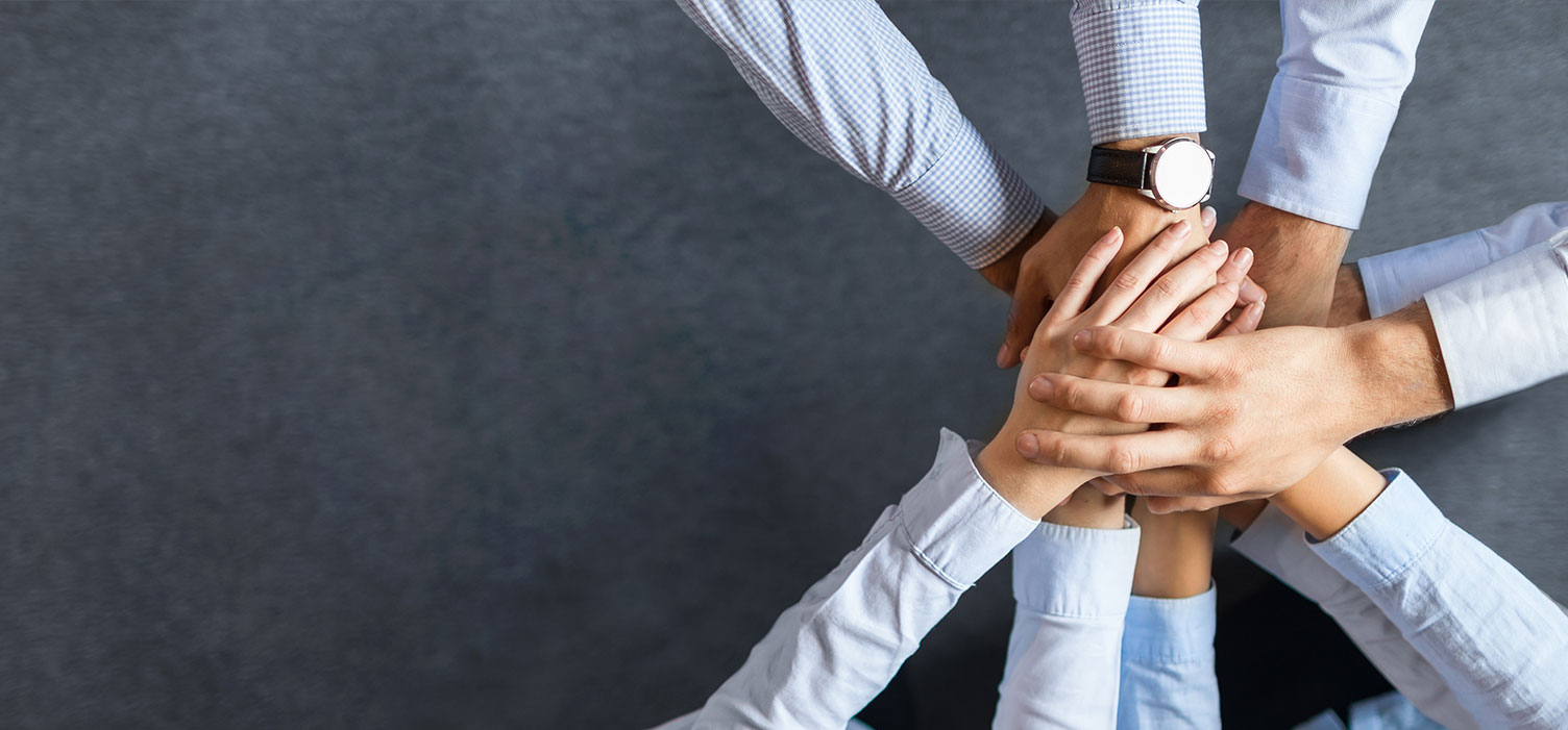 People's hands together