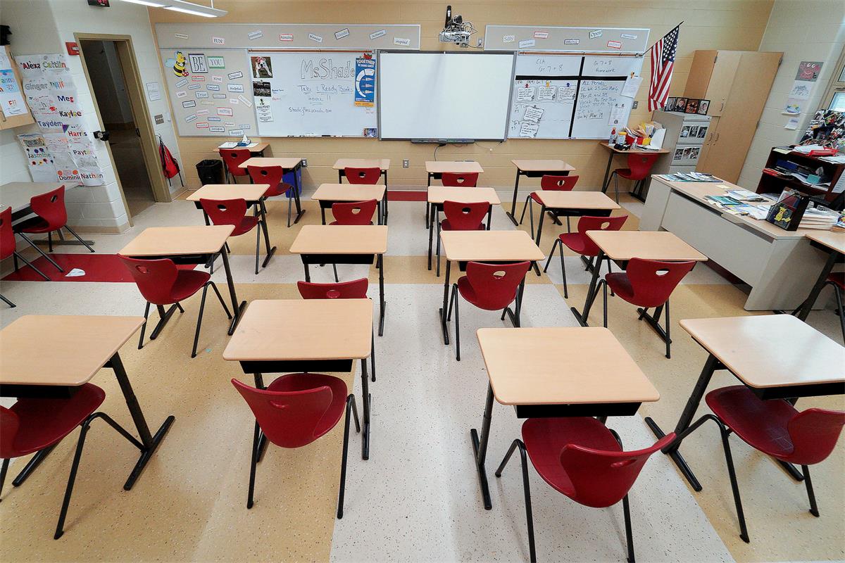 school classroom showing desks