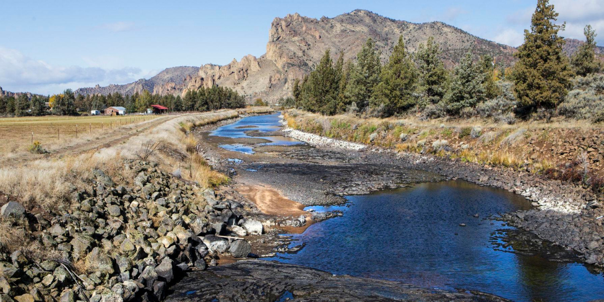 creek with mountain in the distance