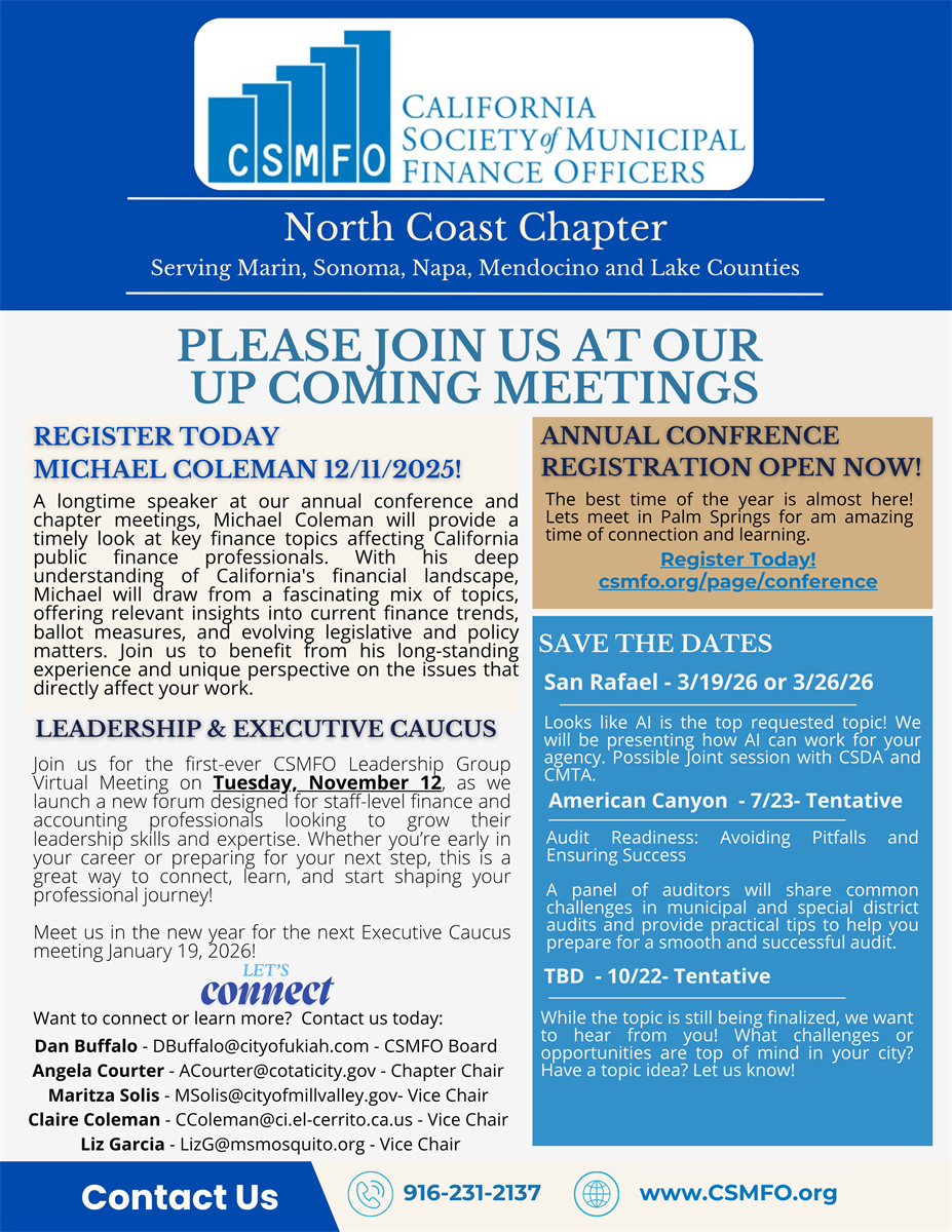 List meetings for the year and executive and leadership meeting groups. 