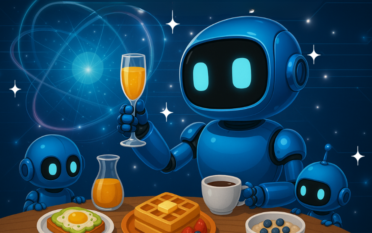 Robot family eating brunch