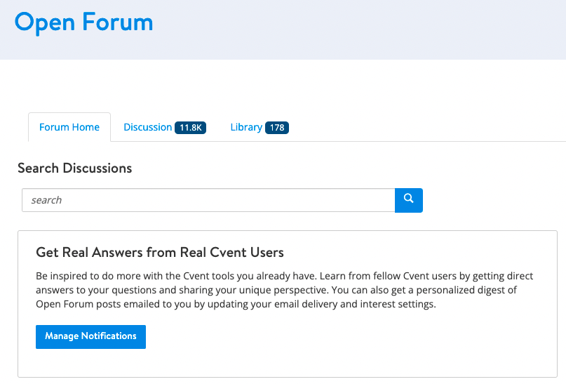 Screenshot confirming availability of Open Forum search feature