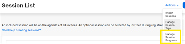 Manage Sessions Program