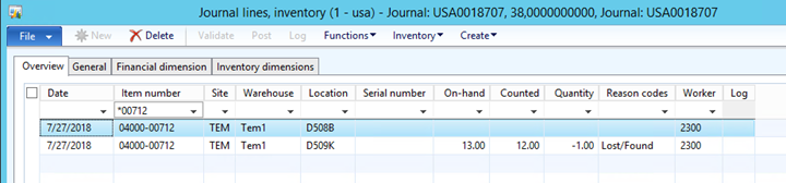 Counting journal sample - multiple line/rel prod