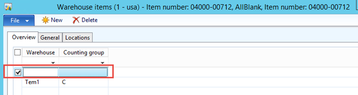 Warehouse Item overview 1