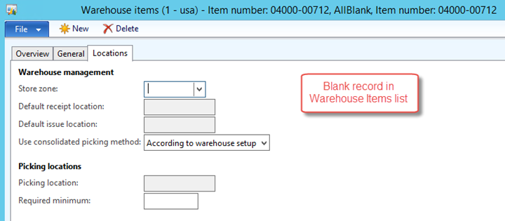 Warehouse Item locations 1