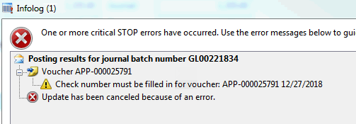 Error when canceling check Error when canceling check