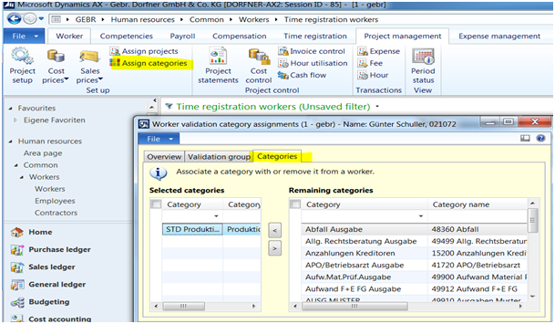 Human ressources assign categories Human ressources assign categories