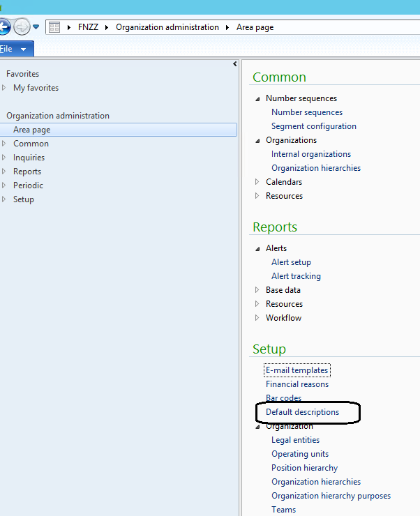 Default descriptions