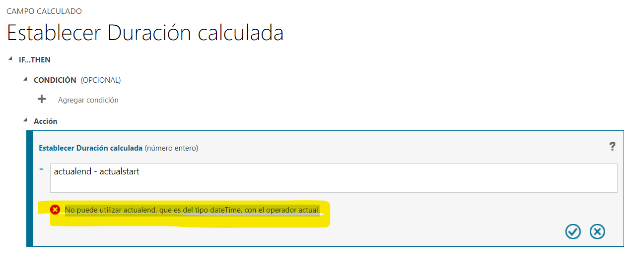 Error campo calculado