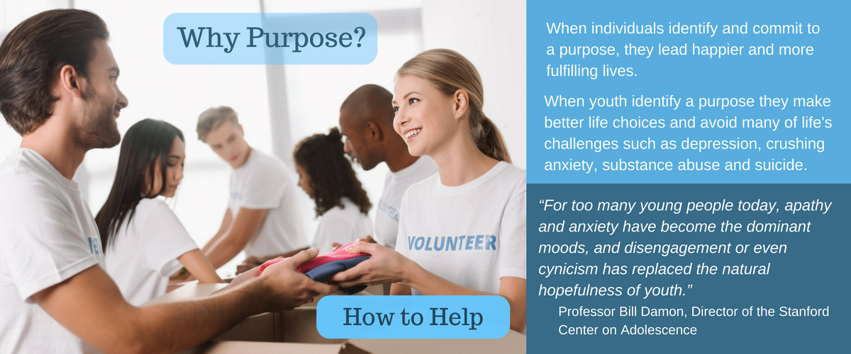 Why Purpose text When individuals identify and commit to purpose, they lead happier and more fulfilling lives.