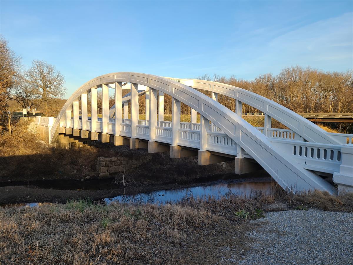 Brush Creek Bridge near Baxter Springs, Kansas. A fixed Marsh Rainbow Arch bridge.