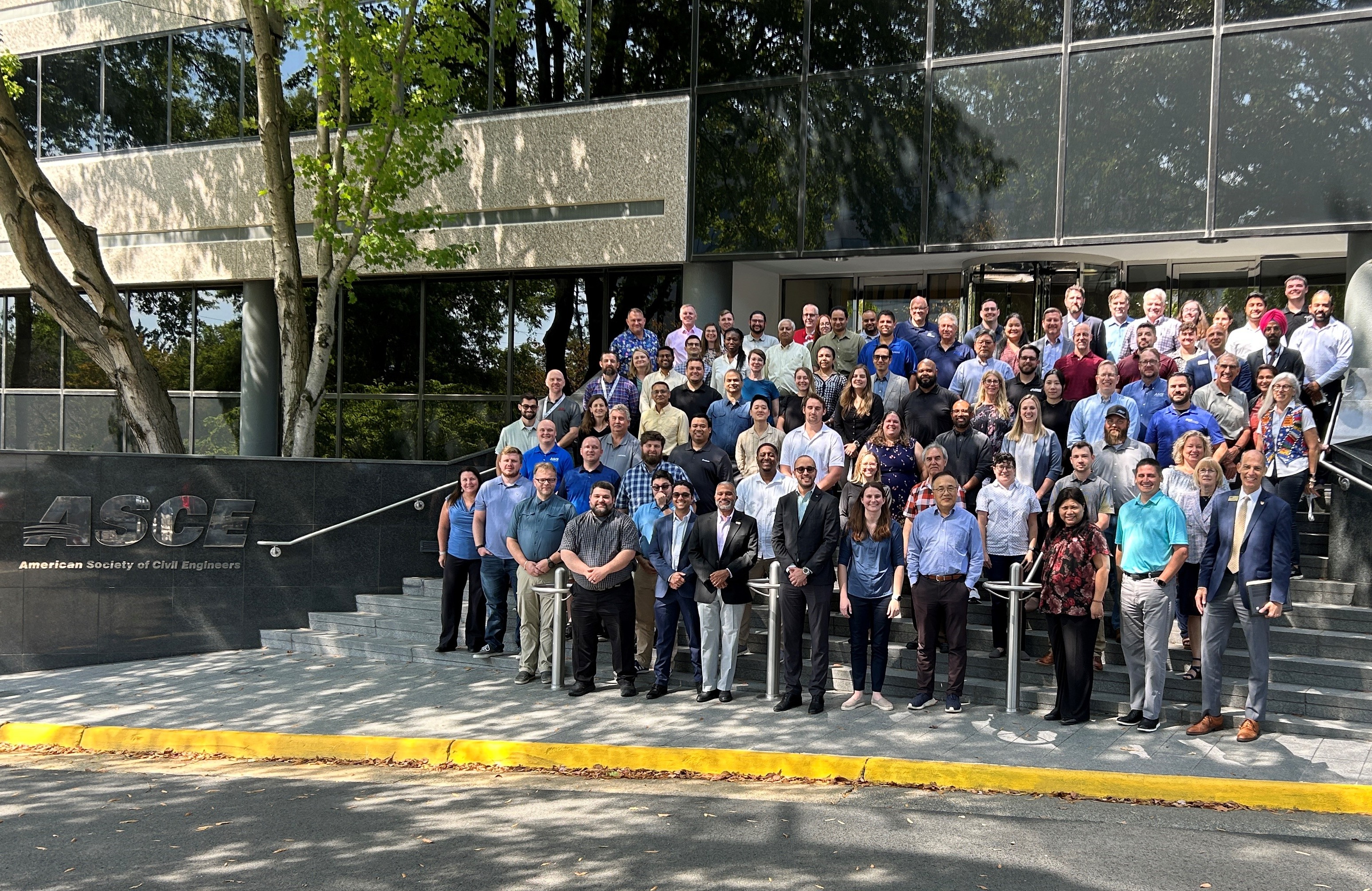 Group photo of PGF attendees in front of ASCE Headquarters