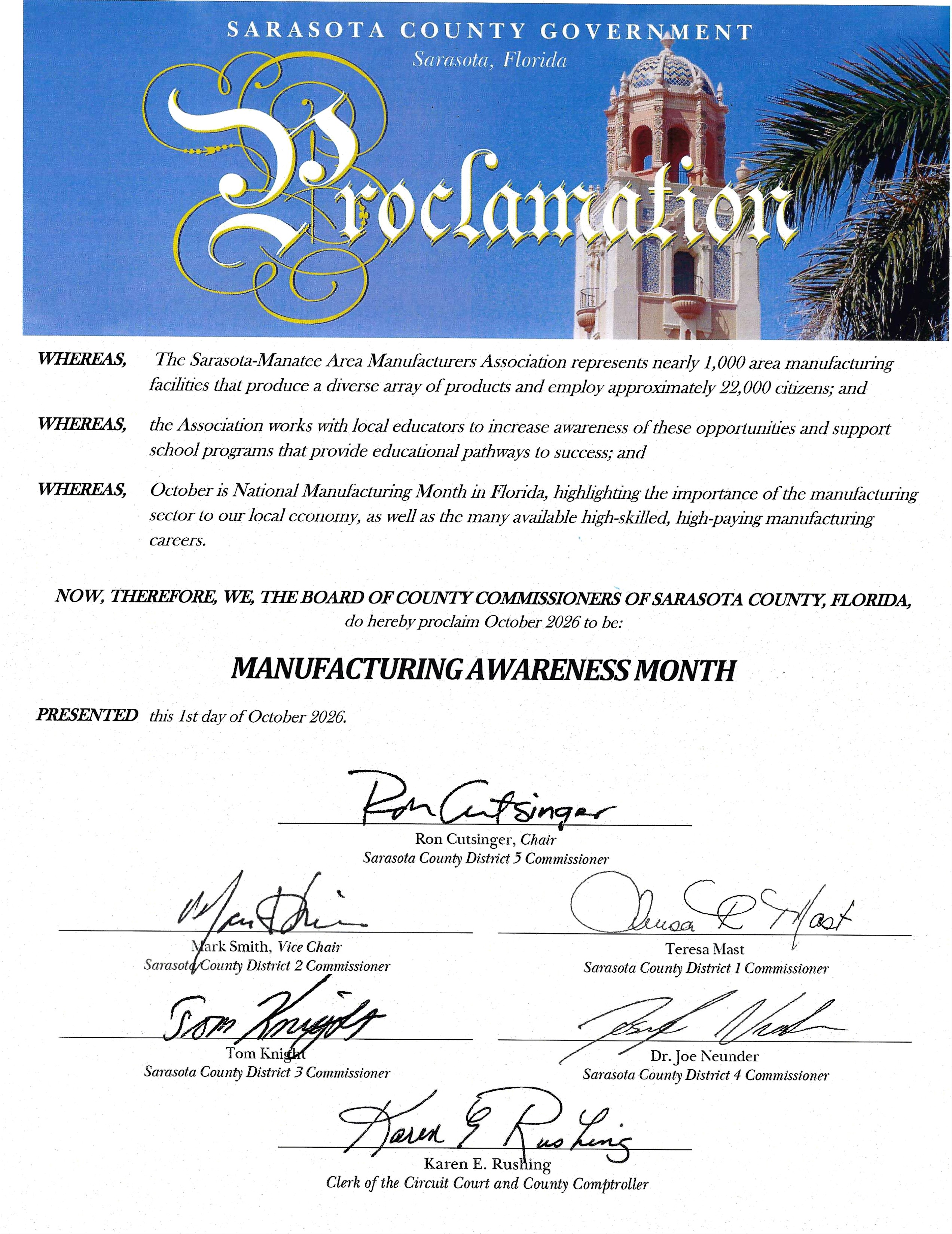 Sarasota County MFG Proclamation