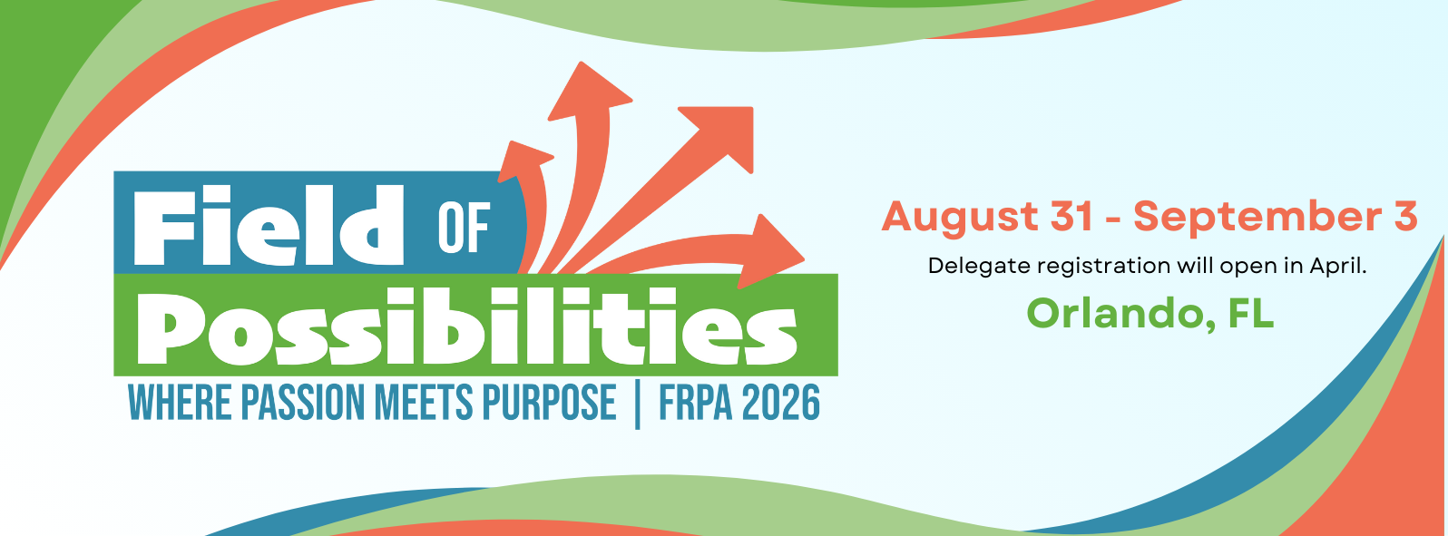 banner - teal, coral, blue, announcing conference dates