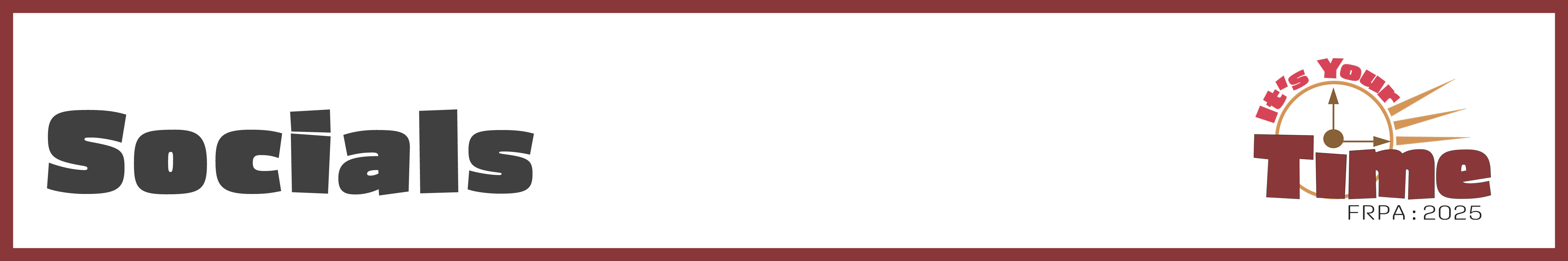 white background "socials" in charcoal letters